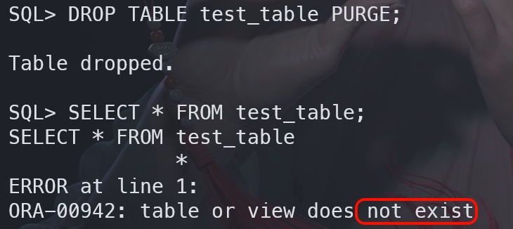 Dropped table result