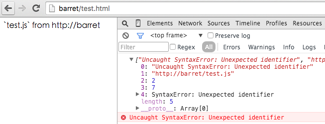 Expected detailed error information