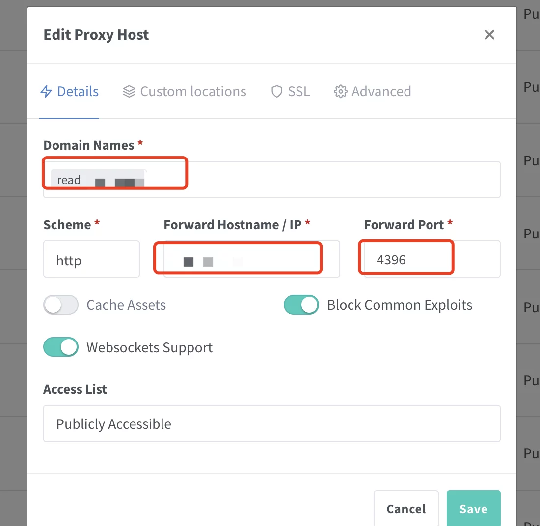Nginx Proxy Manager proxy host